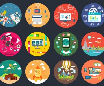 telecommunication concepts design in round illustration