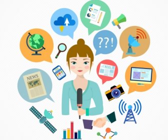 television news design elements reporter various symbols layout