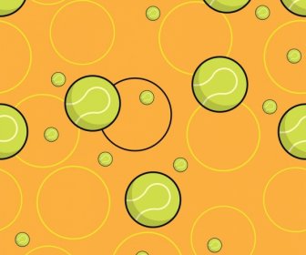 Tennis Balls Background Colored Flat Design Repeating Style