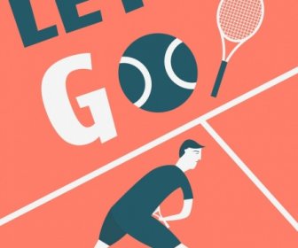 Tennis Banner Player Icon Texts Ball Decoration
