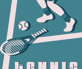 Tennis Tournament Banner Racket Ball Players Classical Decor