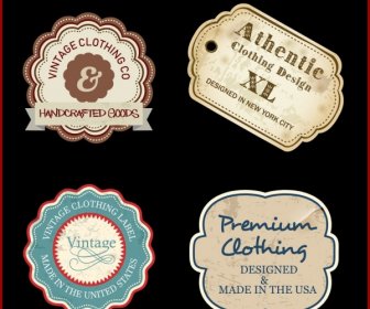 Textile Labels Collection Flat Retro Shapes