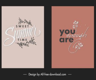 Texts Quotation Banners Classical Plants Calligraphic Decor