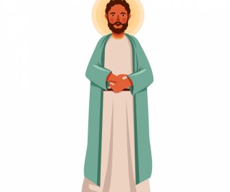 Thaddaeus Cristão Apóstolo ícone Vintage Desenho Animado Personagem