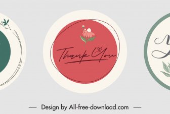 thank card decor element circle sticker botanical design