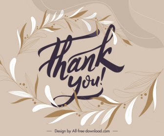 Thank You Background Template Elegant Leaves Sketch