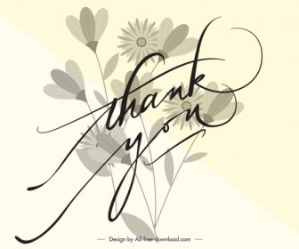 Thankful Card Background Template Elegant Botany Calligraphy Decor