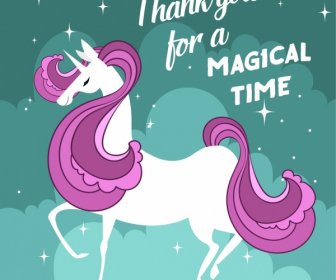 Thanking Background Unicorn Icon Texts Decor