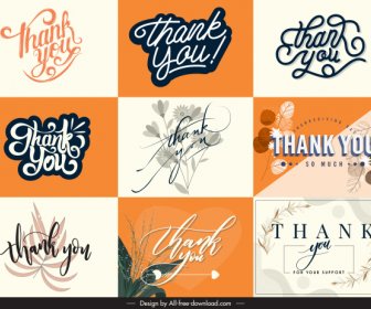 Thanking Card Decor Templates Elegant Calligraphic Plants Sketch