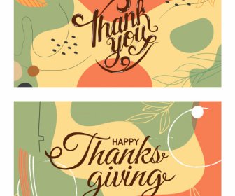 Thanks Giving Card Backgrounds Elegant Classical Handdrawn Leaves
