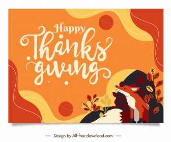 Thanks Giving Card Template Colorful Classical Natural Elements