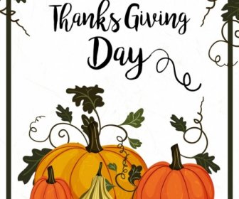 Thanks Giving Day Poster Pumpkin Leaves Frame Decoration