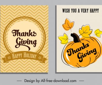 Thanksgiving Card Templates Simple Retro Ribbon Pumpkin Decor