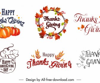 Thanksgiving Decorative Elements Calligraphic Wreath Leaf Pumpkin Sketch