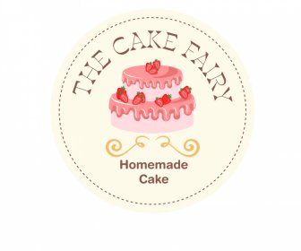 the cake fairy logo sticker template classical circle design cream strawberry decor