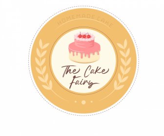 торт фея логотип шаблон круг дизайн кремовый торт тексты симметричный пшеничный декор