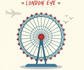Das London Eye Werbebanner Flache Klassische Skizze