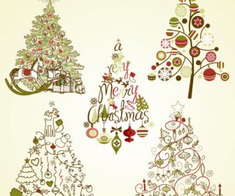 Pohon Natal Offbeat Desain Vektor