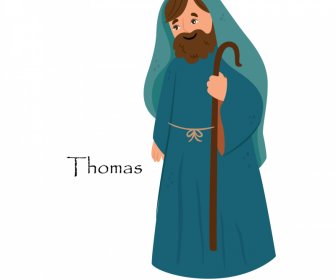 Thomas Apóstolo Cristão ícone Retro Desenho Animado