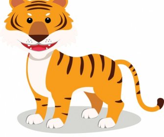 老虎动物图标可爱的卡通人物素描