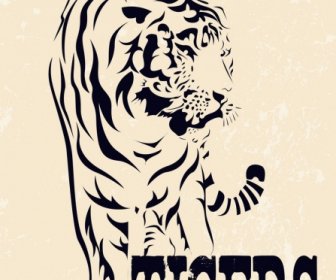 tiger drawing classical black white design