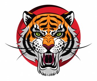Tygrysa Malowanie Głowy Symetryczny Projekt Kolorowy Wystrój