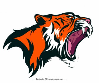 ícone Tigre Agressivo Esboço Cabeça Design Desenhado à Mão