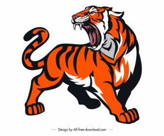 Ikon Harimau Desain Handdrawn Sketsa Agresif