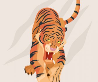 ícone Tigre Design Agressivo Esboço Desenhado à Mão