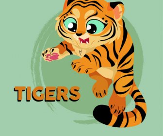 Tiger Icon Cute Cartoon Sketch