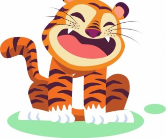 Tiger Icon Funny Cartoon Character Sketch