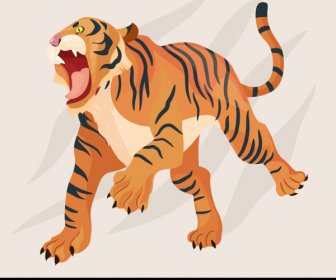 Icono Tigre 3d Dibujado A Mano Boceto Diseño Dinámico