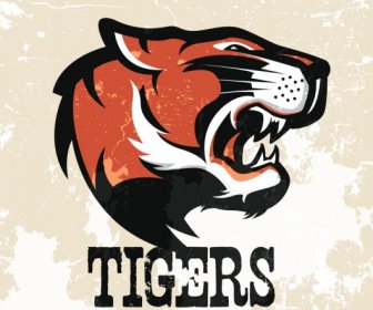Tigre Logotipo Color Design Retrò