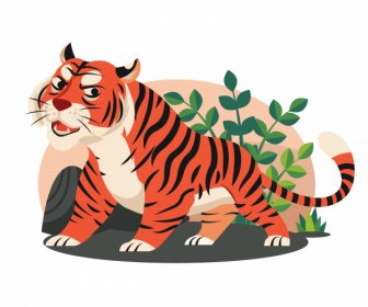 Tiger Painting Colorful Cartoon Sketch