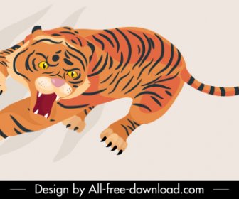 tiger painting dynamic aggressive sketch classical handdrawn
