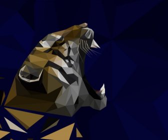 tiger vector illustration with low poly design