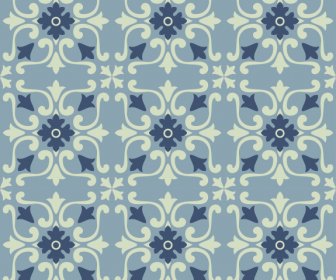 Modelo Padrão De Azulejo Clássico Floral Repetindo Simetria