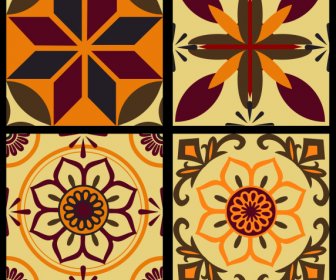 Tile Pattern Templates Classical Symmetrical Flat Flora Decor