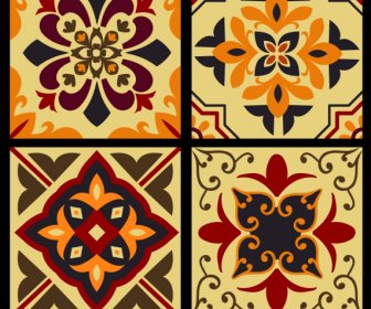 Tile Pattern Templates Floral Sketch Classical Symmetric Design