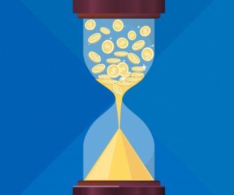 Time Value Conceptual Background Coins Hourglass Icons