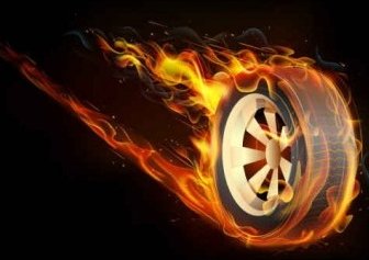 带火焰背景向量的轮胎