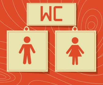 Toilet Sign Template Classical Flat Design