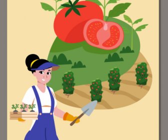 番茄廣告橫幅農民農產品素描