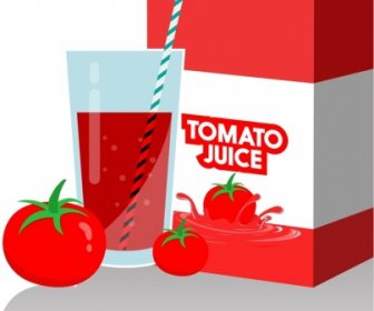 Tomatensaft Werbung Rote Design Box Glas Dekoration