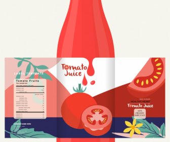 番茄汁标签模板红色装饰经典设计
