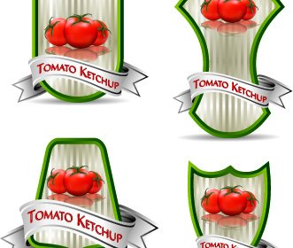 Etichette Di Ketchup Di Pomodoro Vettoriale