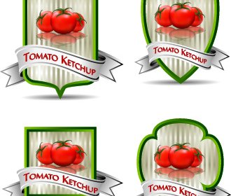 Vector De Etiquetas De Ketchup De Tomate