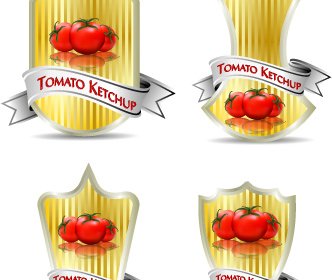 Vector De Etiquetas De Ketchup De Tomate
