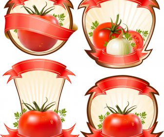 Tomato Labels With Ribbon Vector Graphics