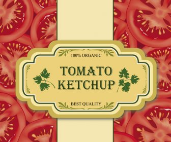 Tomato Pattern With Tomato Ketchup Labels Background